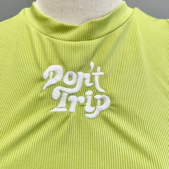 Don't Trip Mac Miller lime green wrap for ribbed mock neck tank top size small - Picture 8 of 14